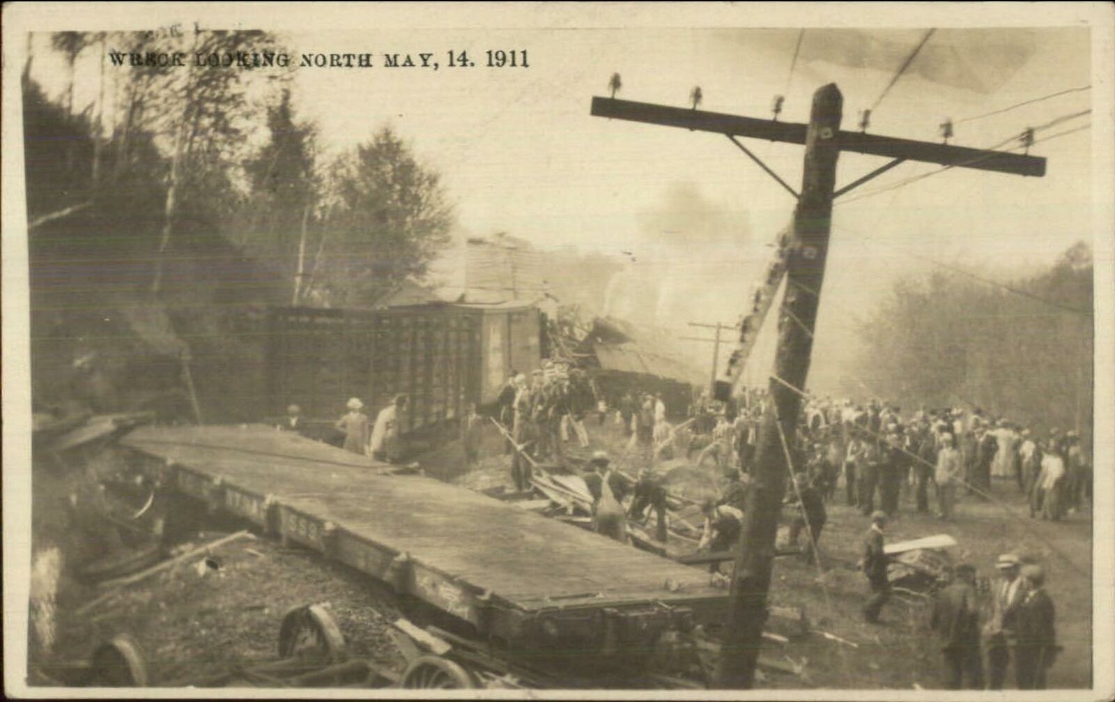 CV Train Wreck Vermont May 14 1911 Real Photo Postcard G19 LOOKING NORTH
