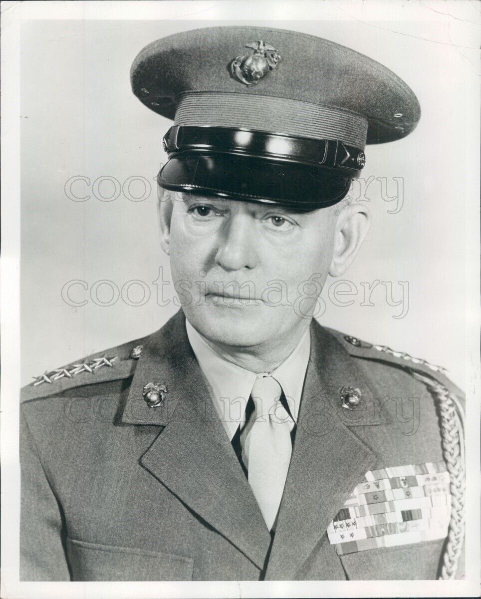 1954 Press Photo US Marine General Lemuel Shepherd in Uniform