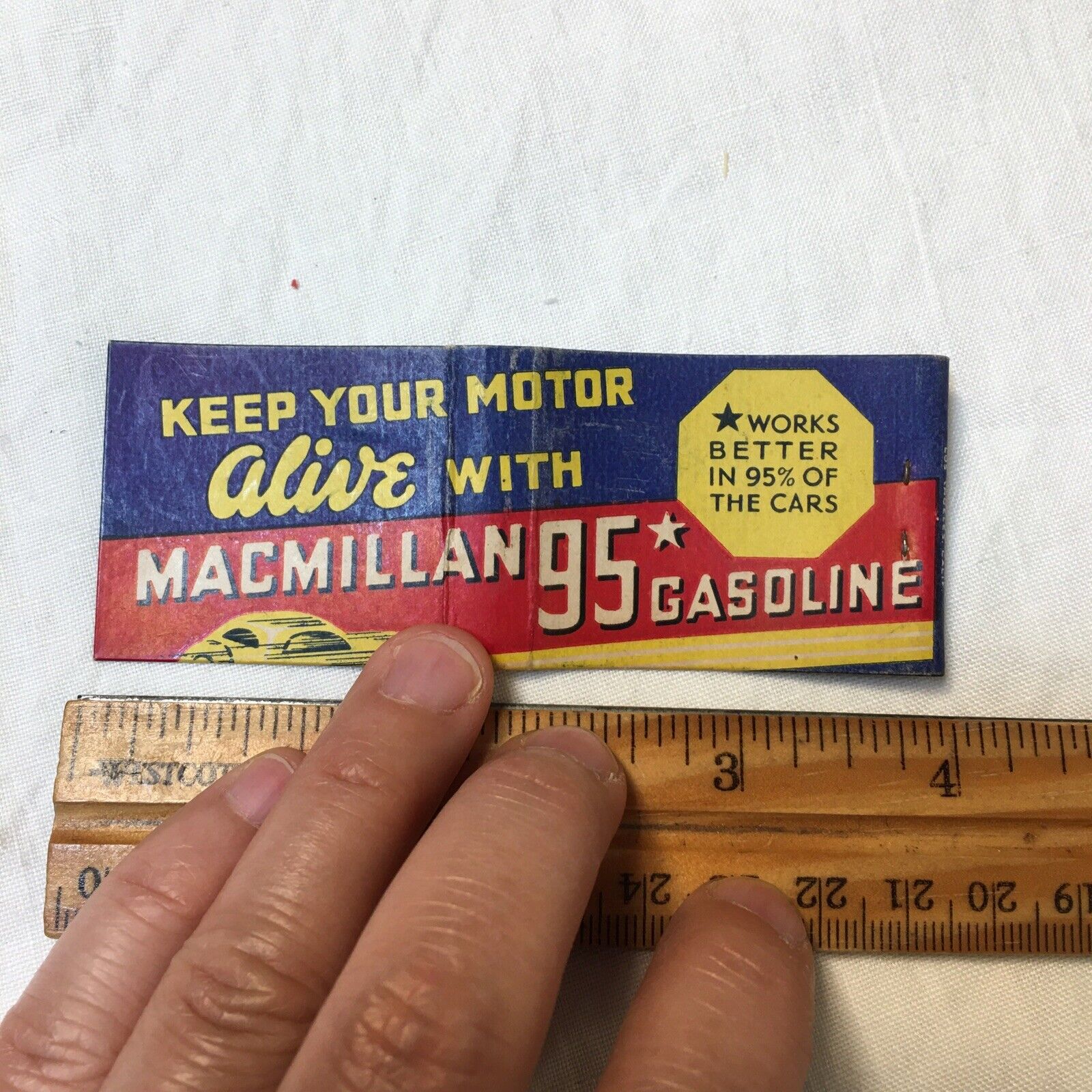 Matchbook MacMillan 95 Gasoline Ring-Free Motor Oil  Vintage