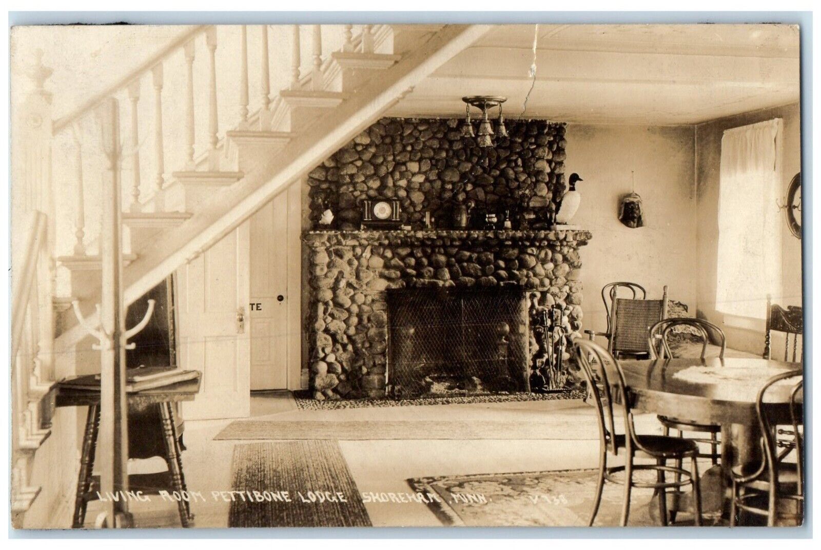 c1910's Living Room Pettibone Lodge Shoreham Minnesota MN RPPC Photo Postcard