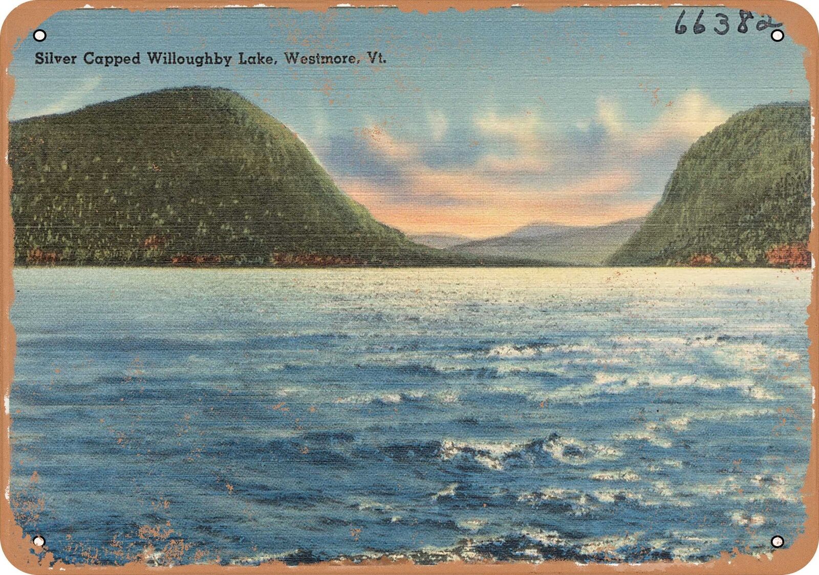 Metal Sign - Vermont Postcard - Silver Capped Willoughby Lake, Westmore, Vt.