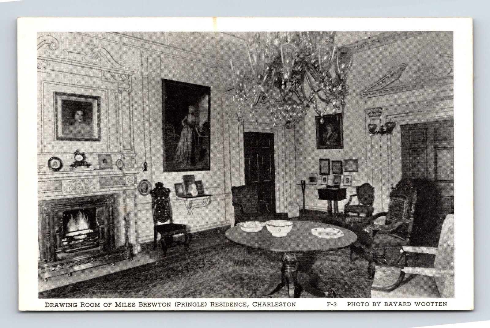 Drawing Room of Miles Brewton Residence Charleston SC Postcard Chandelier A58