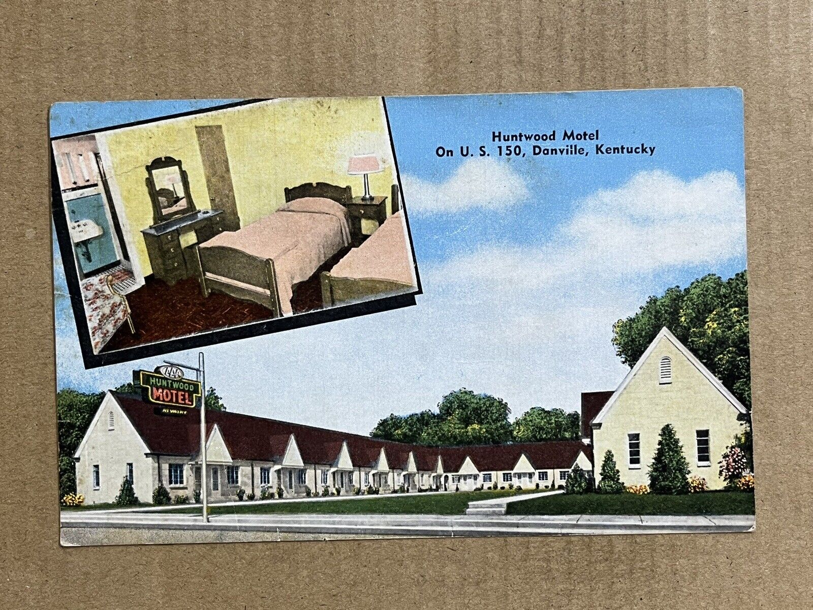Postcard Danville KY Huntwood Motel Vintage Kentucky Roadside