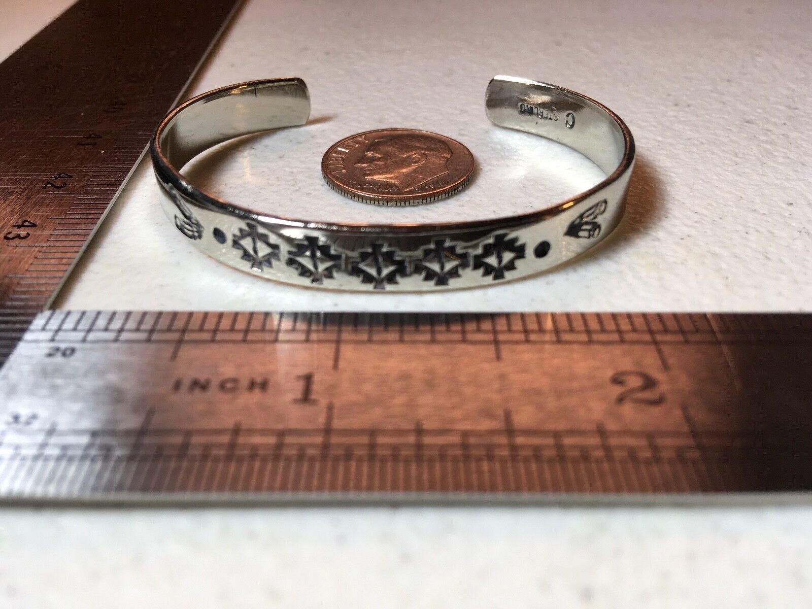 Baby Bracelet Navajo Native American Indian Jewelry Nickel Silver Hand Stamped