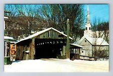 Waitsfield VT-Vermont, Old Covered Bridge, Antique, Vintage c1975 Postcard picture