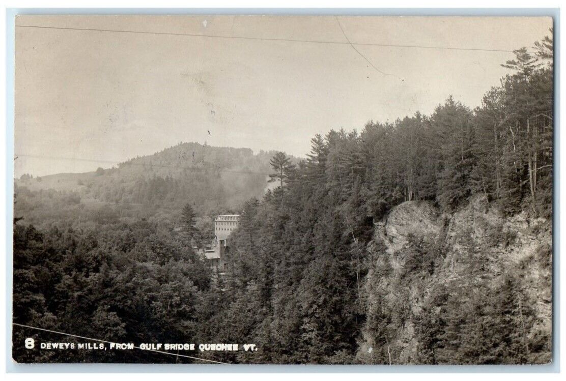 1916 Dewey's Mills From Gulf Bridge Quechee Vermont VT RPPC Photo Postcard