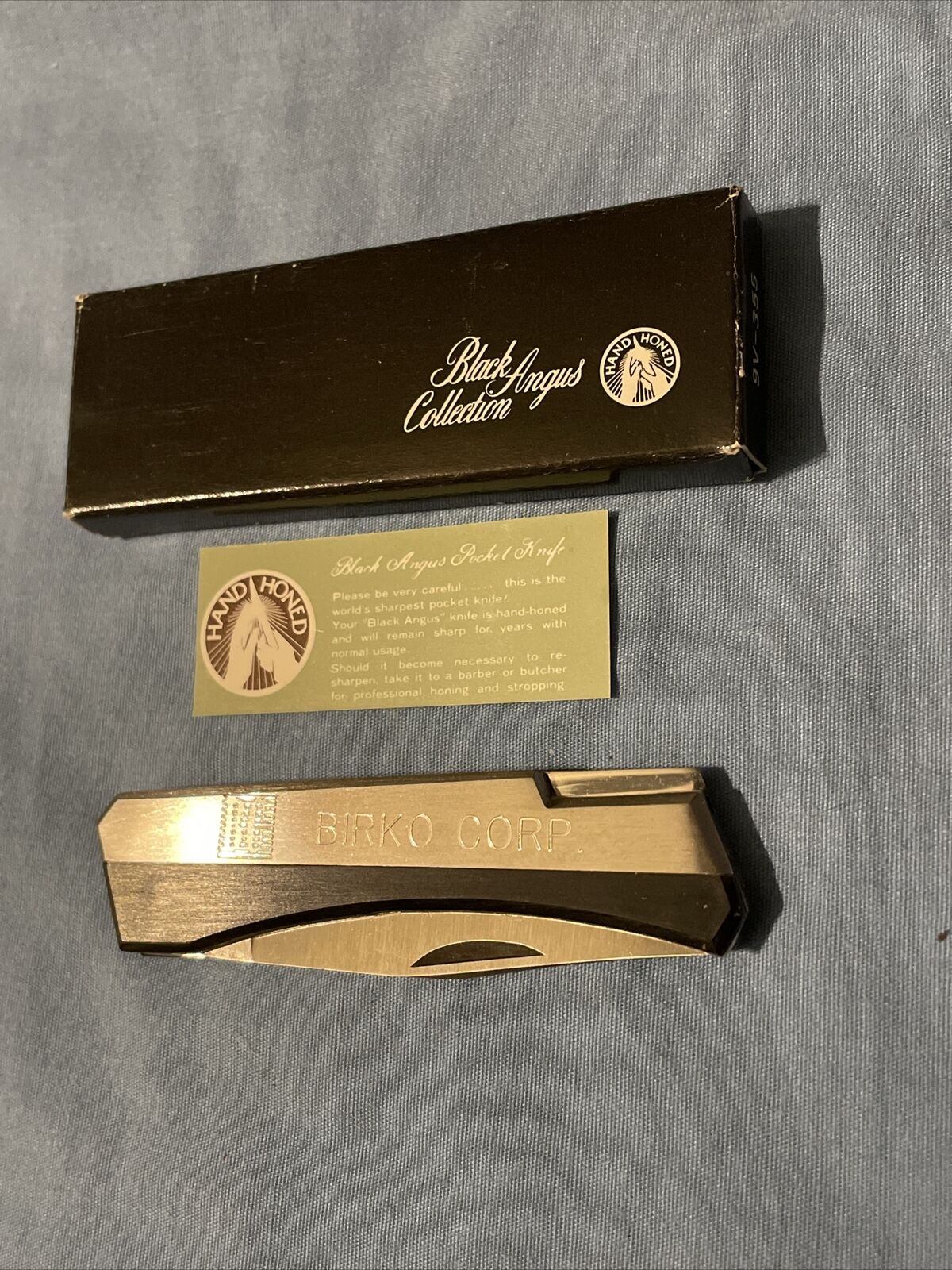 Vintage Pocket Knife Advertisement Black Angus Vernon Company Birko Corp NOS