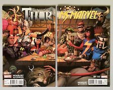 Mighty Thor #1 & Ms Marvel #1 Newbury Comics Connecting Cover Set Marvel NM 2015 picture