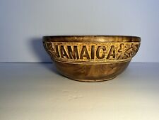 Large Hand Carved Flowered & leaves  Wooden Bowl Jamaica. picture