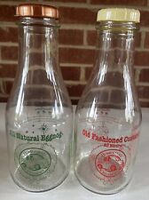 HOMESTEAD CREAMERY Lot of Two 32 Fl Oz Glass Bottles Eggnog Special Edition Lids picture