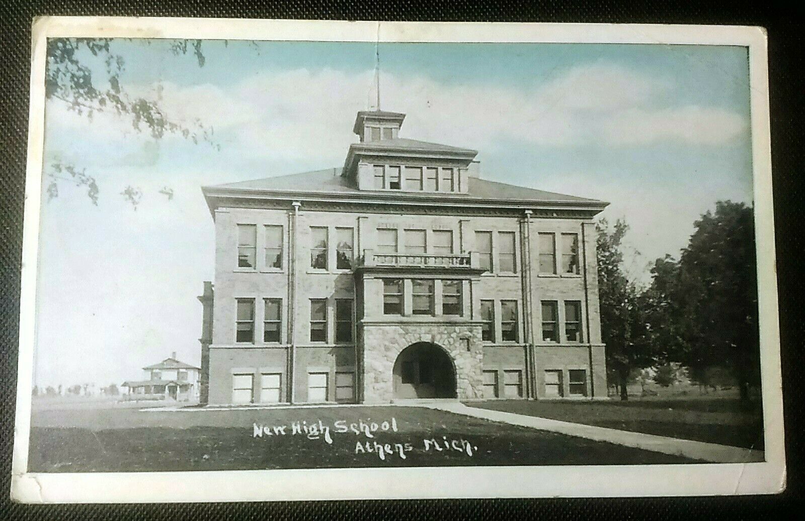 Athens Michigan New High School Building 1922 Postcard PC