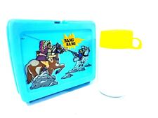 RARE VINTAGE WILD WEST COWBOYS Plastic LUNCHBOX KIT W/ THERMOS picture