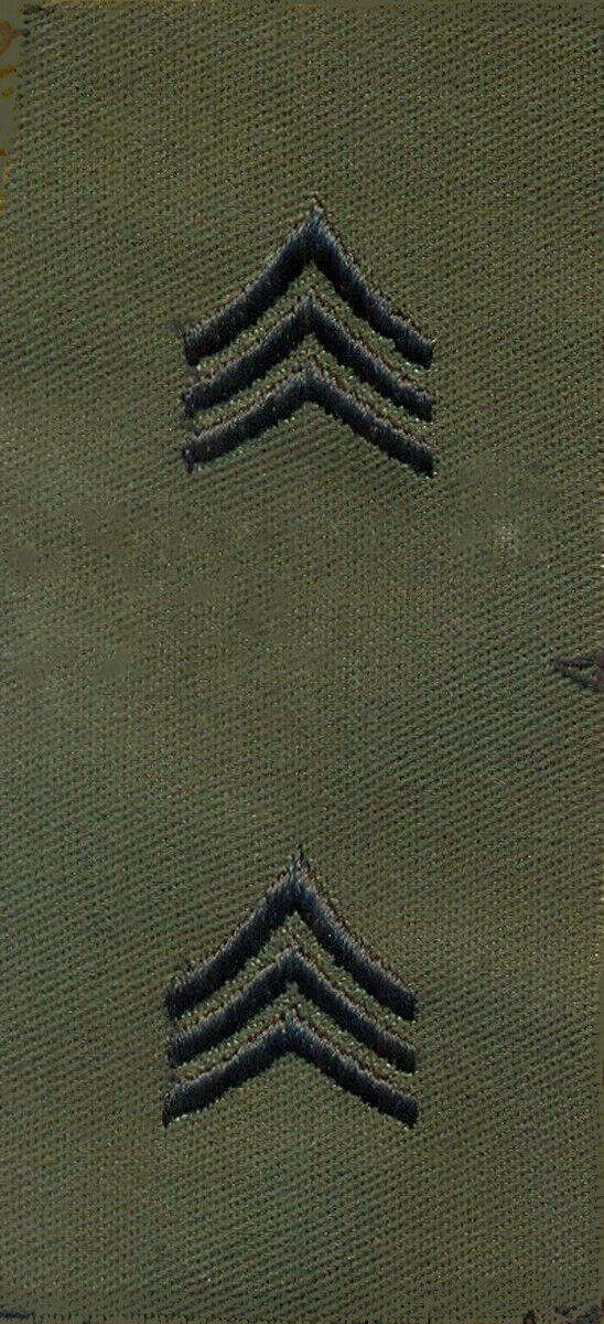 US Army Sergeant E-5 Rank OD Green Sew-On Patches - Pair