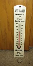 1940's ART LAUER farm equipment GRAFTON, WISCONSIN wood thermometer picture