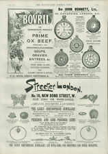 Antique B&W Advertisement Print Bovril & John Bennett & J W Benson Watches 1893 picture