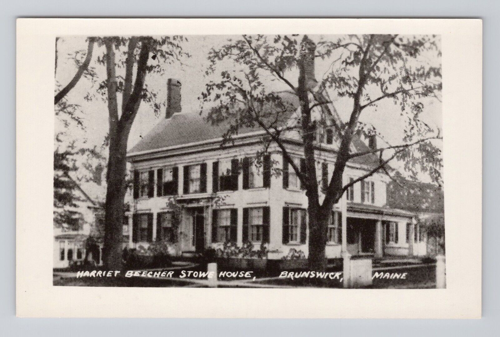 Postcard Harriet Beecher Stowe House Burnswick Maine Colonial Mansion