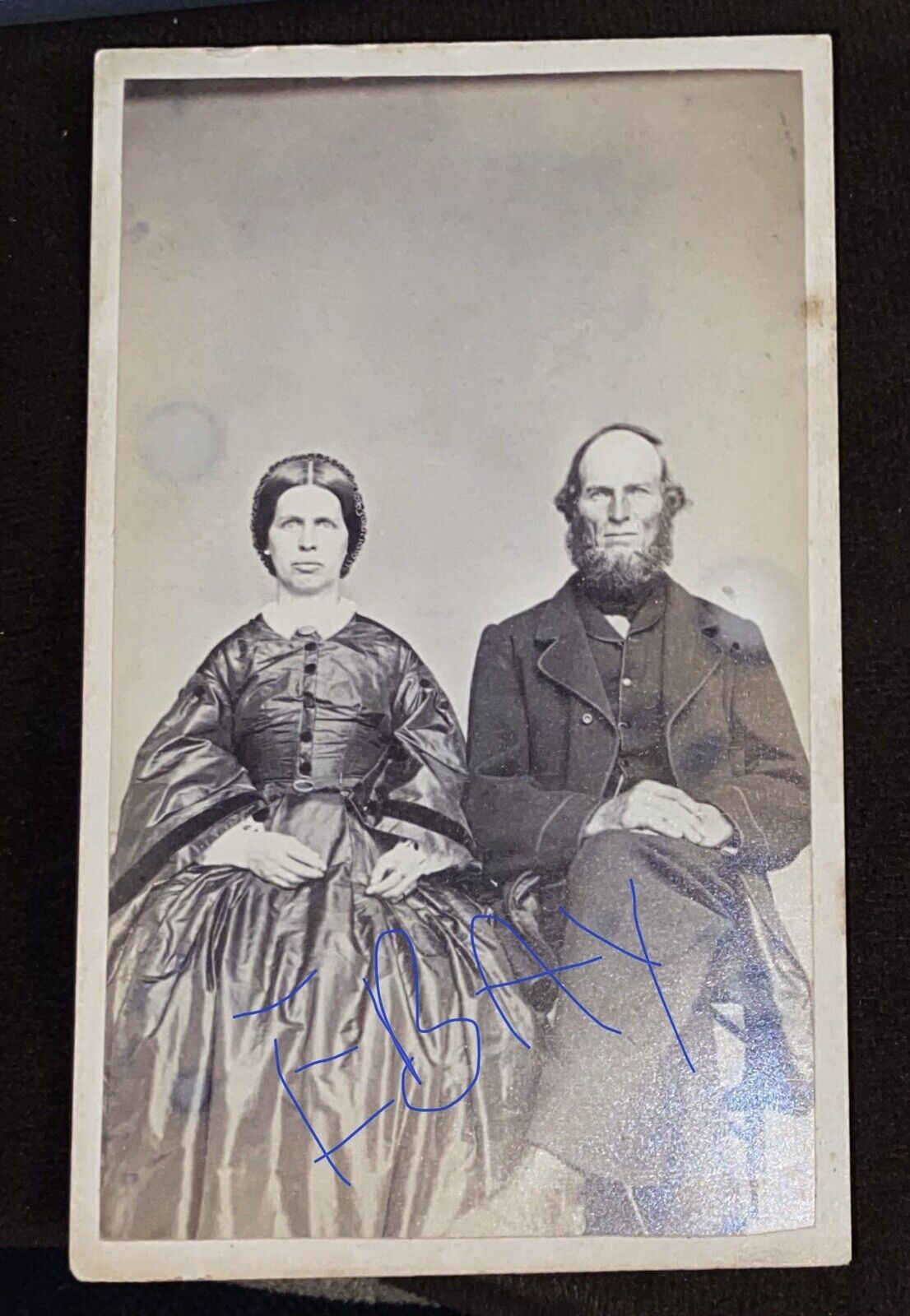Vintage 1860s CDV Photo -Seated Couple -D. SMITH -ATHOL DEPOT, MA + TAX STAMP