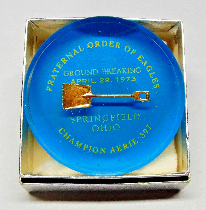 Springfield, Ohio FOE Eagles 397, 1973 Groundbreaking Souvenir Paperweight