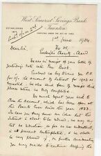 West Somerset Savings Bank Taunton 1904 Re Account Closure Letter Ref 35621 picture