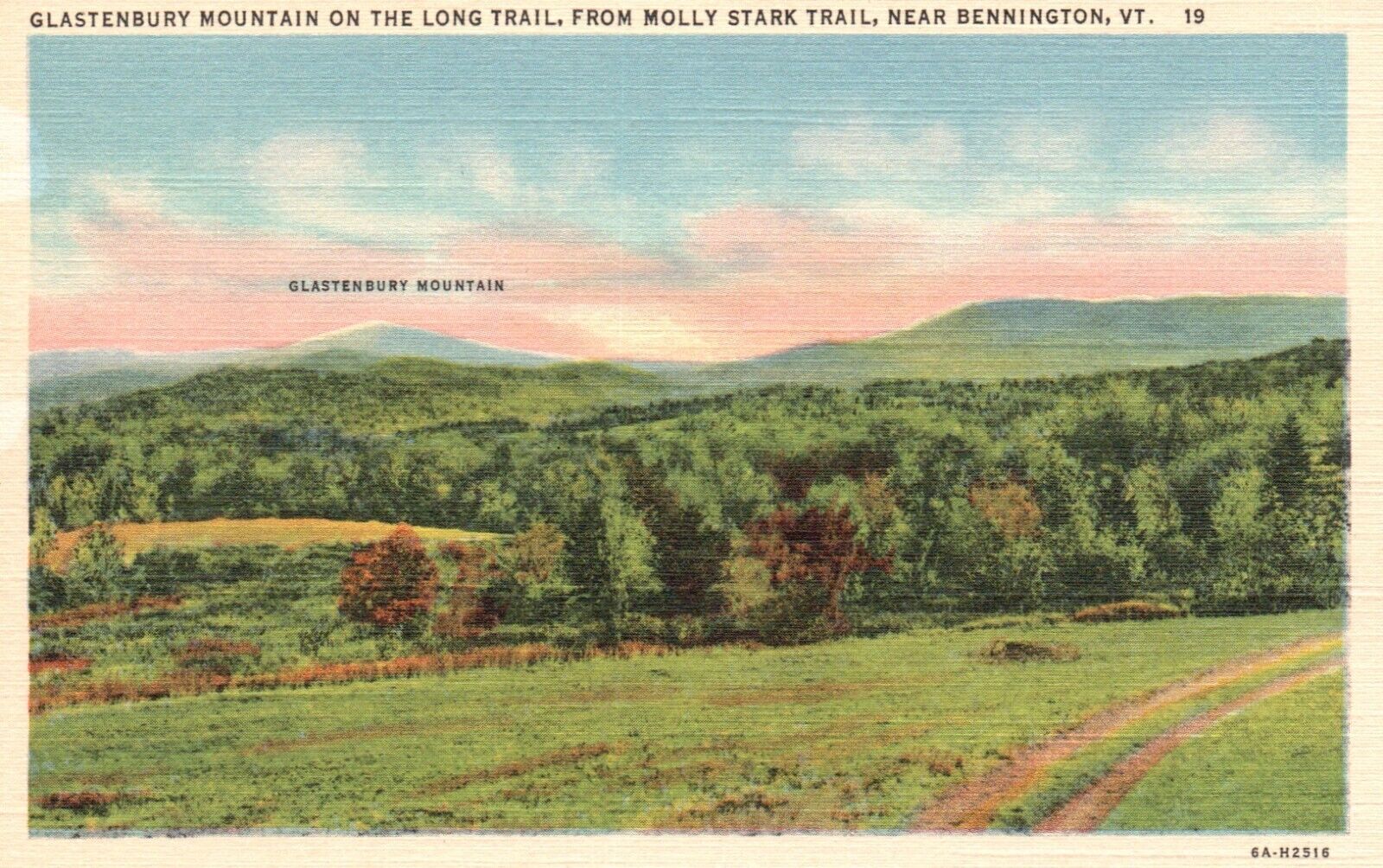 Postcard VT Glastenbury Mountain from Molly Stark Trail Linen Vintage PC H252