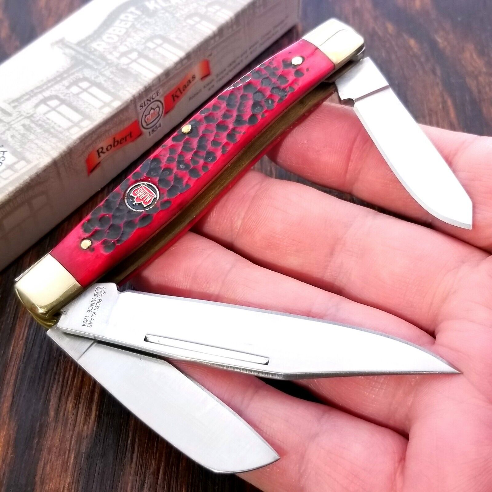 Robert Klaas 6325RD Large Stockman Red Jigged Handles Folding Pocket Knife