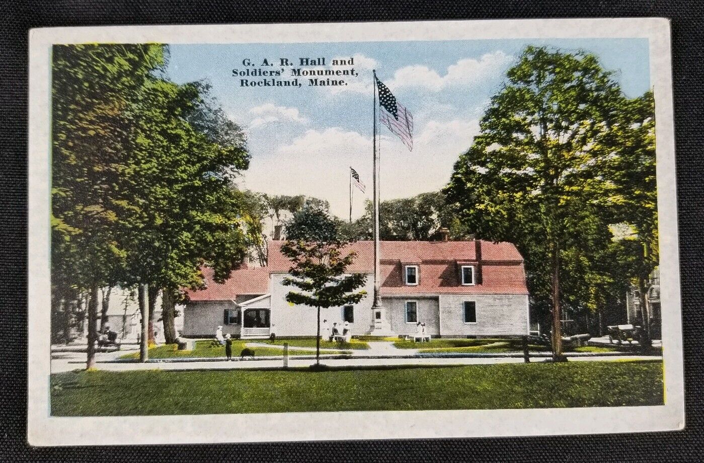 1920s G.A.R. HALL & SOLDIERS MONUMENT - Rockland, Maine Postcard