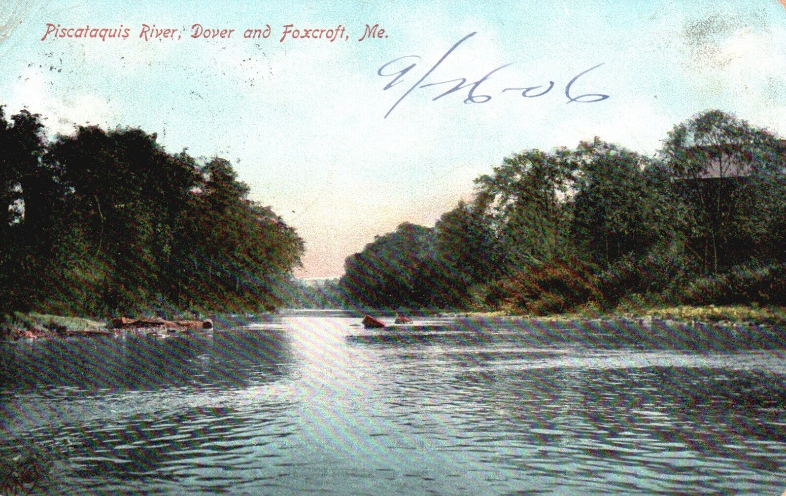 Dover & Foxcroft, Maine, ME, Piscataquis River, 1906 Vintage Postcard e3774