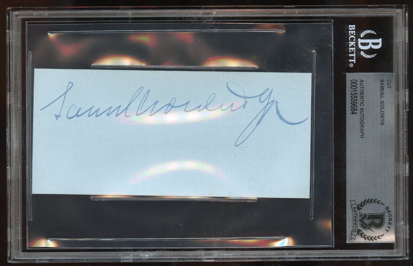 Samuel Goldwyn d1974 signed autograph auto 2x5 cut Film Producer BAS Slabbed