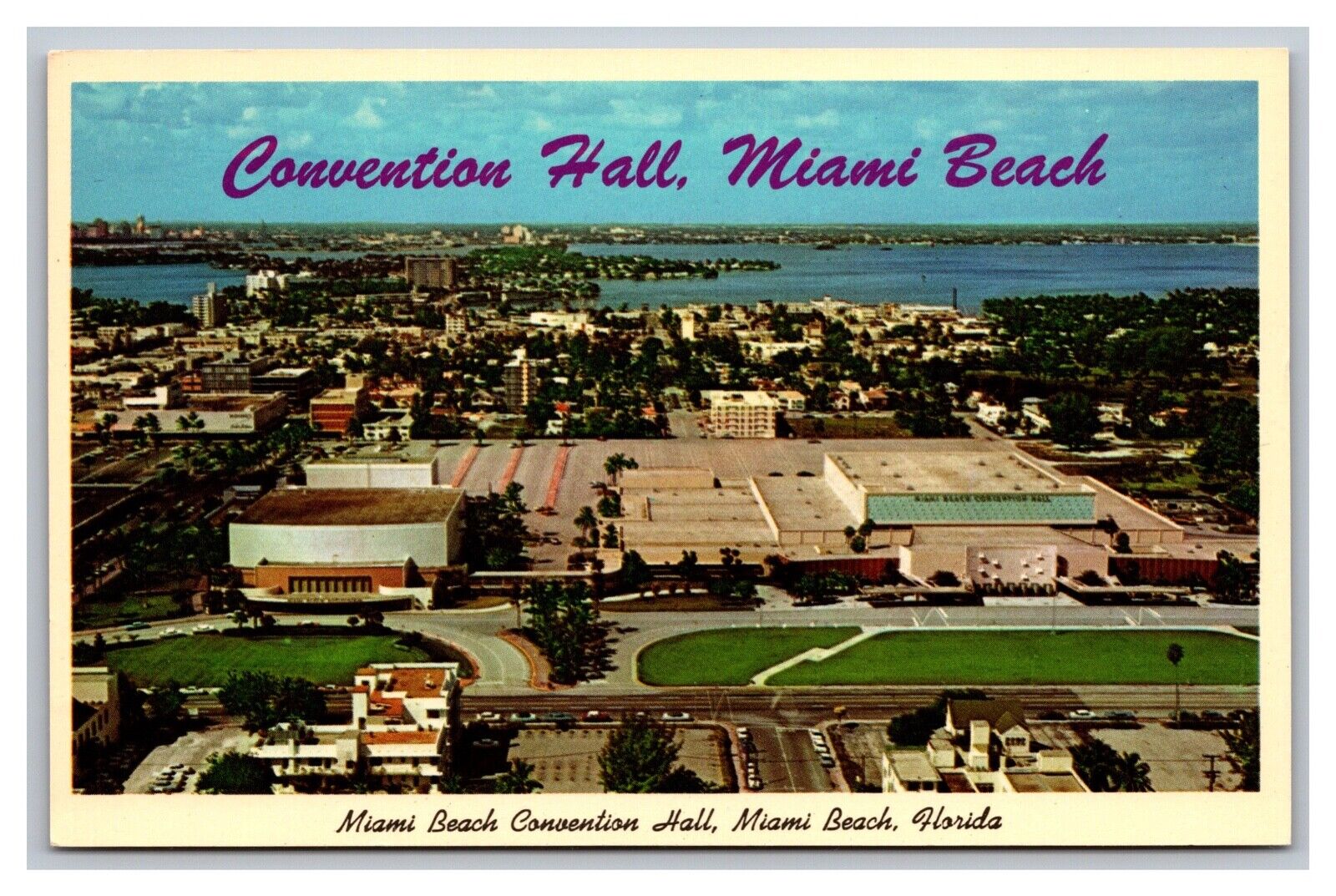 Miami Beach, Florida, Convention Hall Aerial View, Vintage Postcard