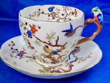 Royal Grafton SCARCE BIRDS ON BRANCHES Fancy Bird Handle Cup & Saucer  picture