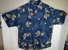 CHAPS Ralph Lauren Men's Shirt Sz XL Hawaiian Style Button Up Dark Blue Floral picture
