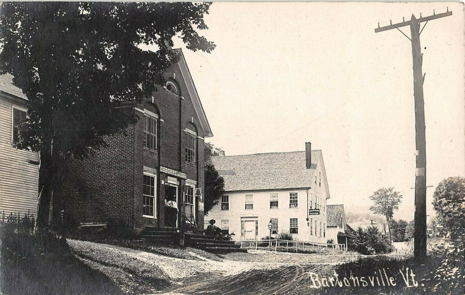 1907 RPPC Post Office & Osborne Farm Implements Store Bartonsville VT
