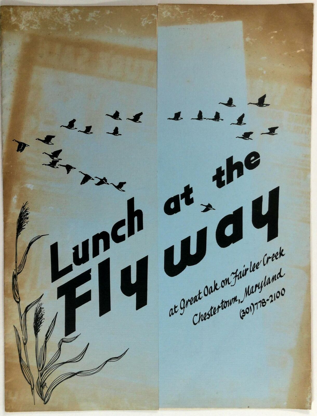 1970\'s Lunch Menu FLYWAY Restaurant Great Oak Fairlee Creek Chestertown Maryland