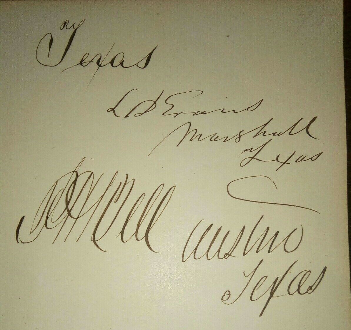 Texas Governor Peter H Bell (1810-1898) & Chief Justice Lemuel Evans Signatures