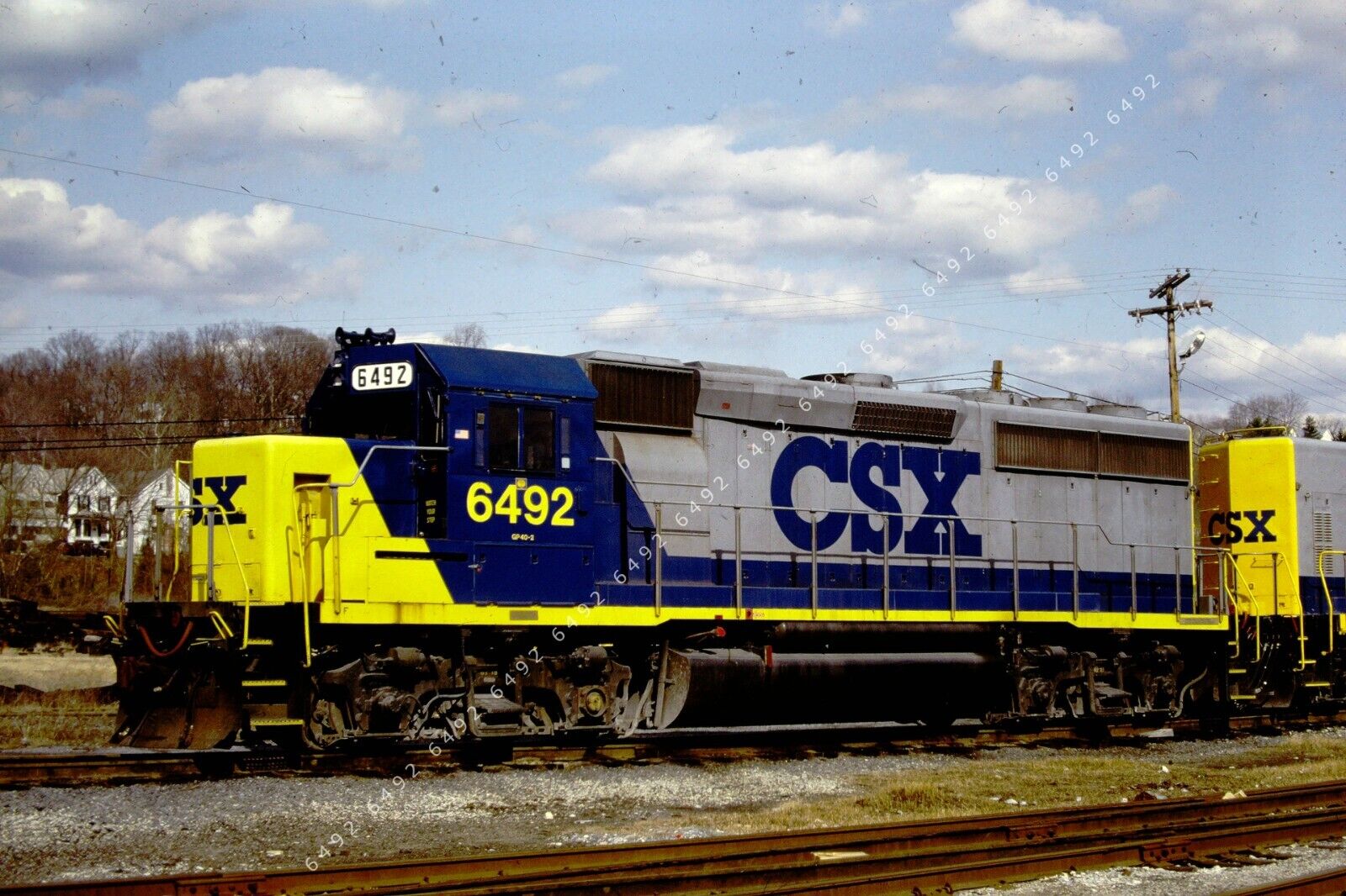 CSX Railroad Train Locomotive CSXT 6492 BRUNSWICK MD Original 1992 Photo Slide