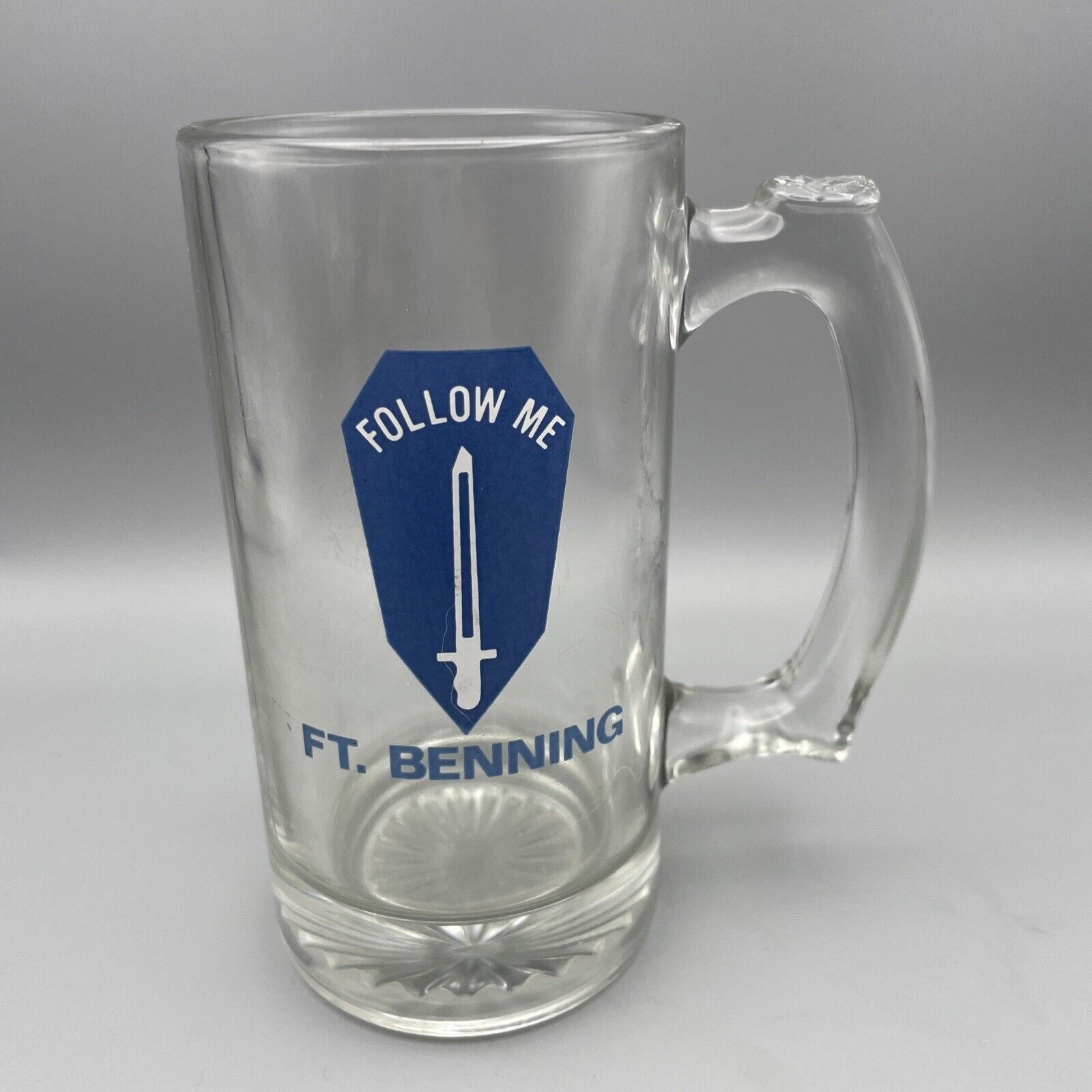 Vintage Follow Me Ft. Benning GA Infantry Handled Glass Mug