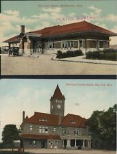 Lot of 4 Postcard Railroad Train Stations Bay City Middletown Bellingham K C Mo picture