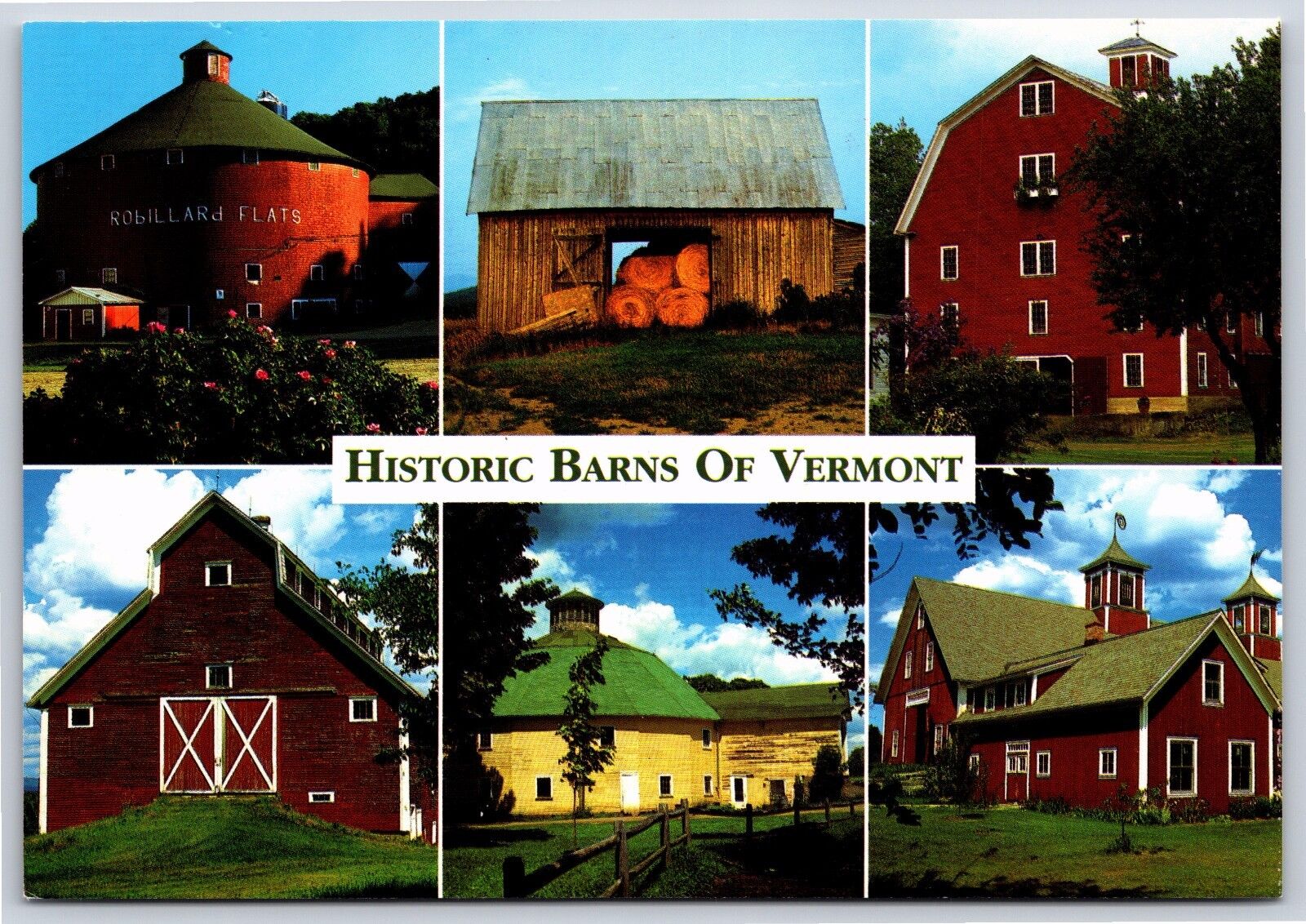 Historic Barns of Vermont Irasburg Vergennes Greensboro Continental Postcard New