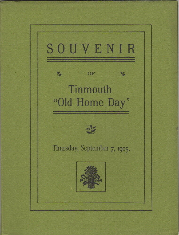 Souvenir of Tinmouth Old Home Day September 7,1905 Antique Souvenir Program