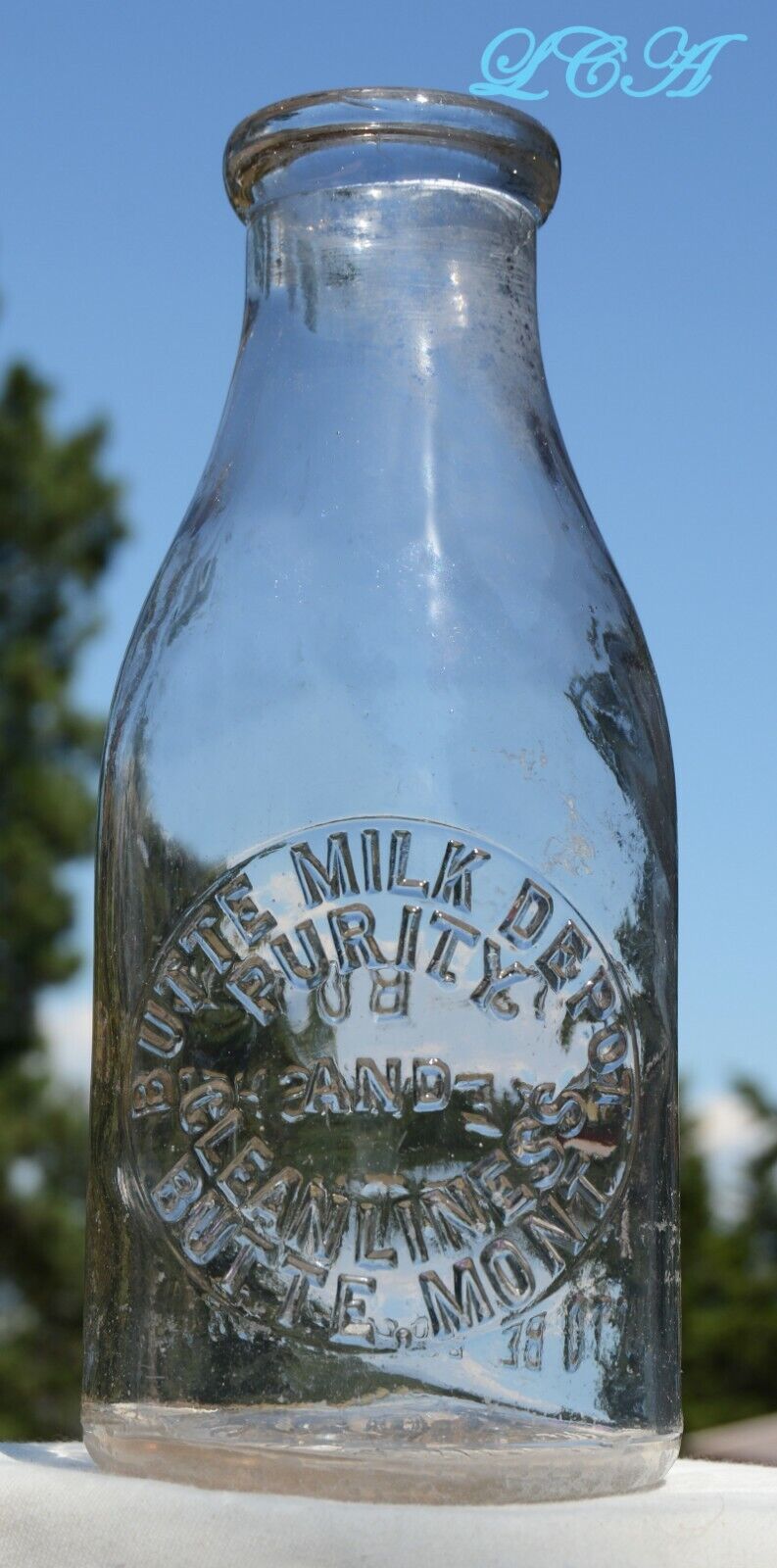 RARE antique BUTTE MONTANA Milk Depot TIN TOP BIM bottle CHICAGO CREAMERY Co 
