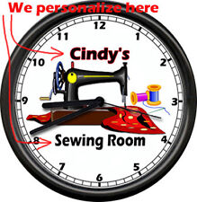 Personalized Your Name Sewing Room Quilting Seamstress Machine Sign Wall Clock picture