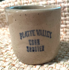 Vintage Platte Valley Corn Shooter Whiskey Stoneware Shot Glass Weston Missouri picture