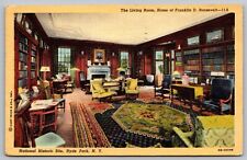 Hyde Park New York FDR Historic Home Living Room Linen Cancel WOB Postcard picture