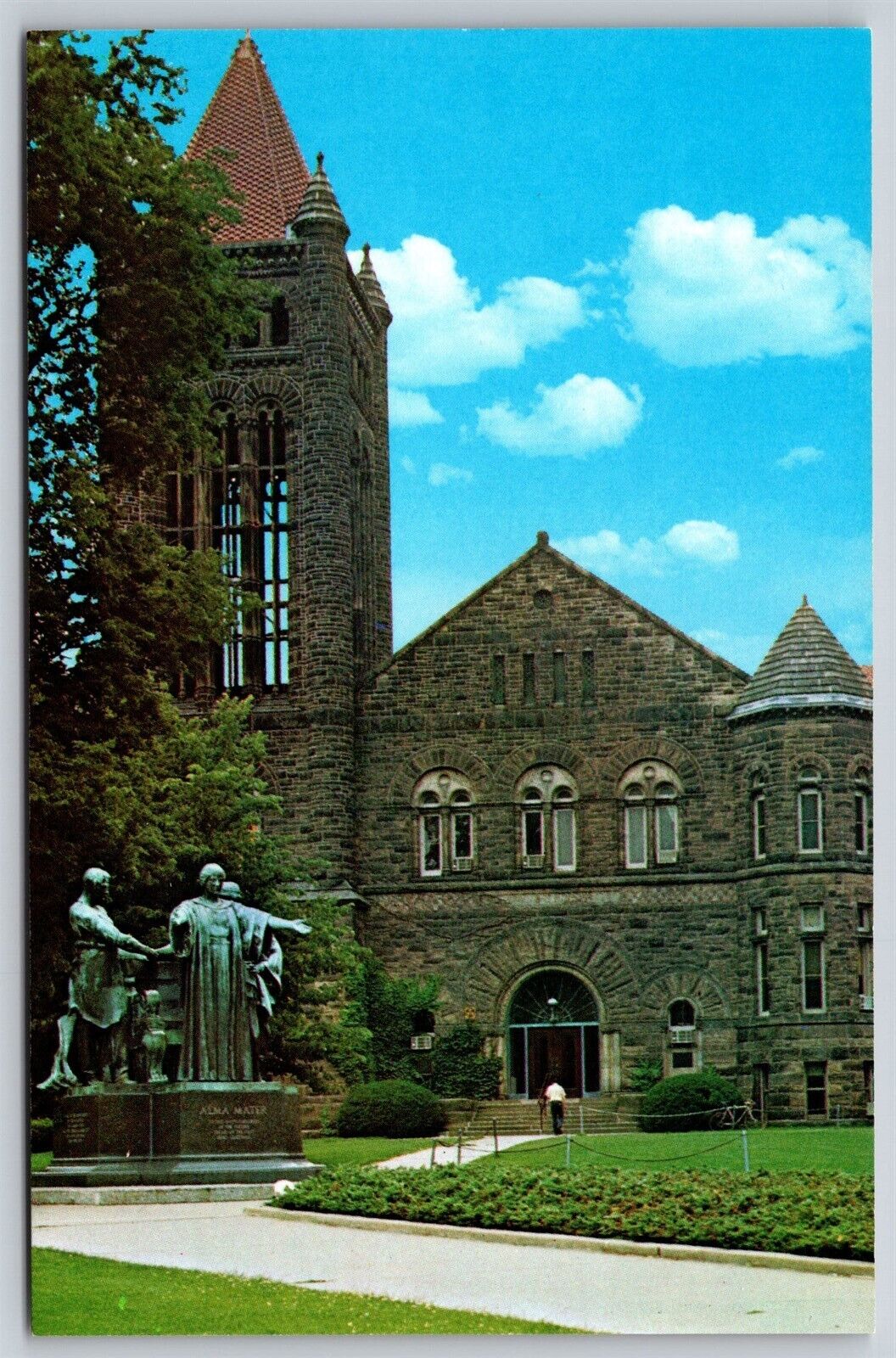 Postcard Altgeld Hall with Alma Mater Statue, University of IL Champaign B168