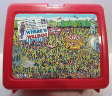 RED WHERE'S WALDO THERMOS LUNCH BOX 1990 COLLECTOR ALERT MARTIN HANDFORD picture