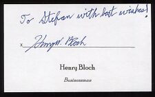 Henry Bloch Signed 3x5 Index Card Signature Autographed Businessman picture