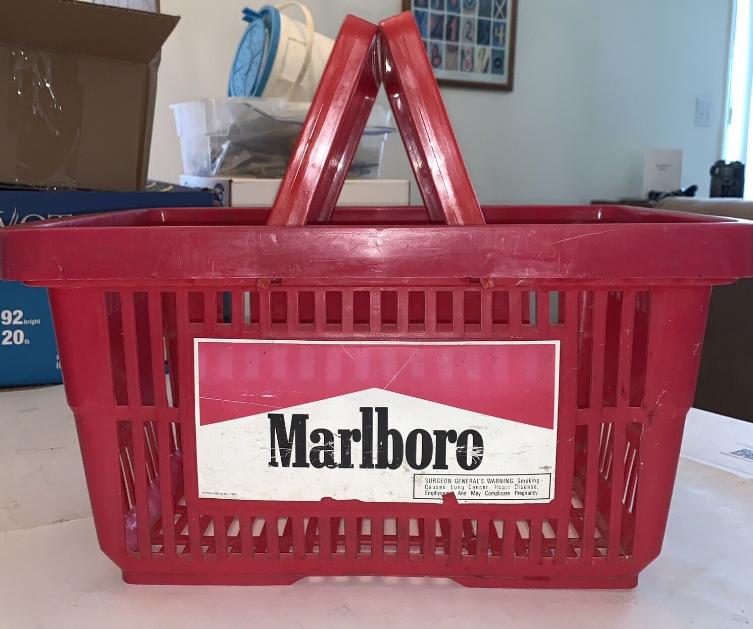Vintage Marlboro Shopping Basket. Red. Used For Storage 