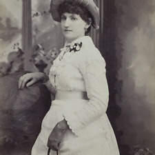 Woman Holding Purse Wearing Hat Cabinet Card c1885 Danville IL Boyce Lady E581 picture