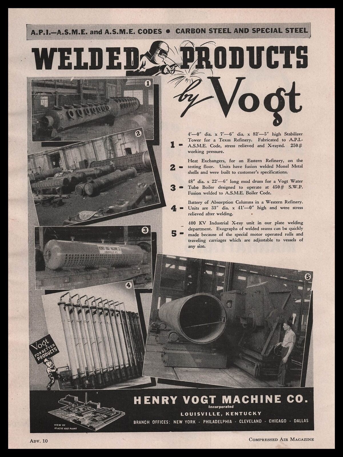 1946 Henry Vogt Machine Louisville KY Photos Water Tube Boiler Mud Drum Print Ad