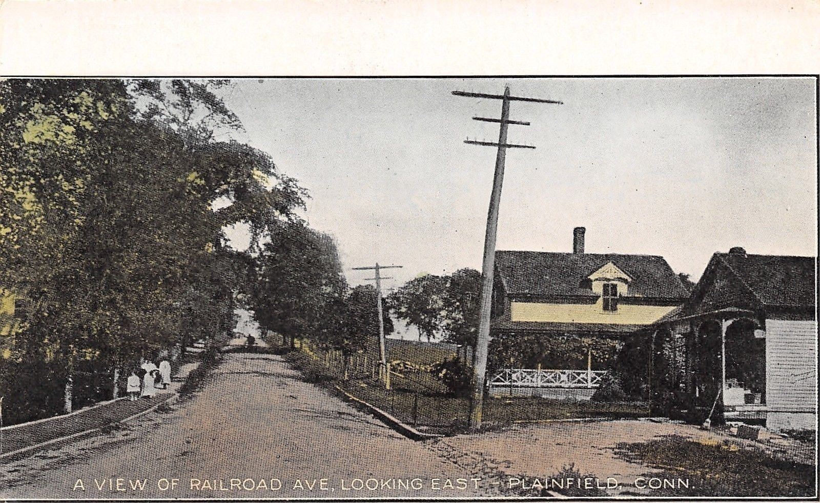 Plainfield Connecticut~Little Girls on Railroad Avenue~Homes~Dirt Road~1908 B&W